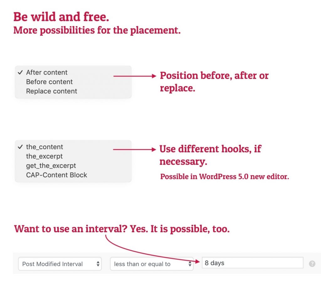 Some of the values that show that you can setup CAP the way you like it.